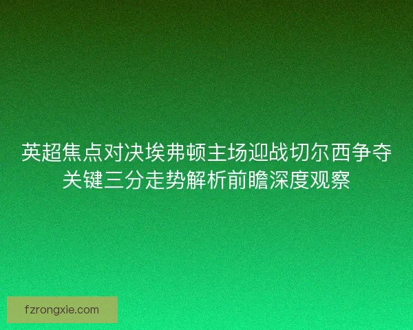英超焦点对决埃弗顿主场迎战切尔西争夺关键三分走势解析前瞻深度观察
