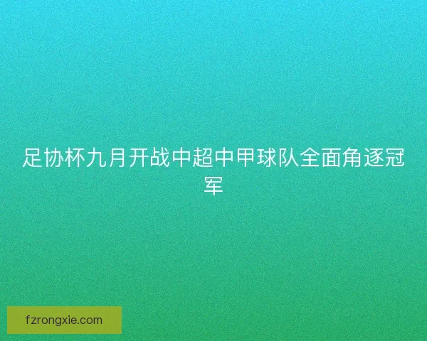 足协杯九月开战中超中甲球队全面角逐冠军